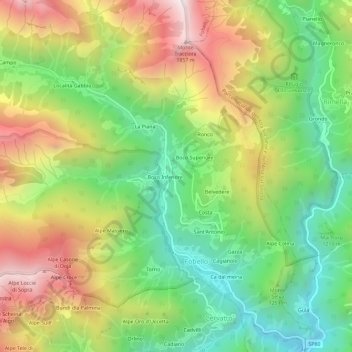 Topografische kaart Riva, hoogte, reliëf