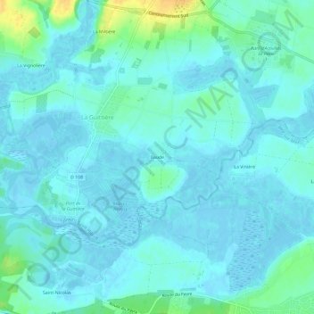 Topografische kaart Ilaude, hoogte, reliëf