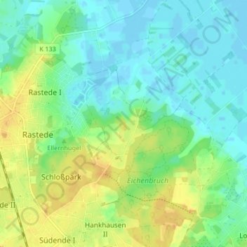 Topografische kaart Hankhausen I, hoogte, reliëf