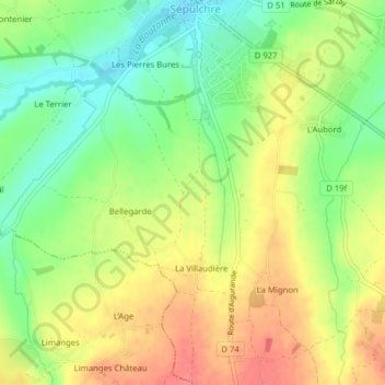 Topografische kaart La Rance, hoogte, reliëf