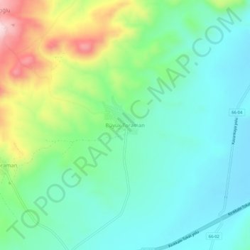 Topografische kaart Büyük Toraman, hoogte, reliëf