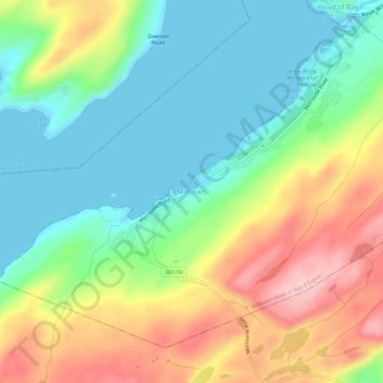 Topografische kaart Milltown, hoogte, reliëf