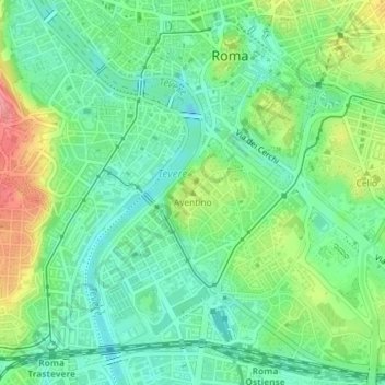 Topografische kaart Aventino, hoogte, reliëf