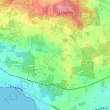 Topografische kaart Agermose, hoogte, reliëf