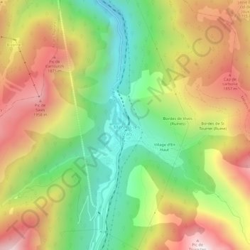 Topografische kaart Les Escoumes, hoogte, reliëf