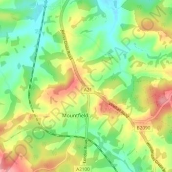 Topografische kaart John's Cross, hoogte, reliëf