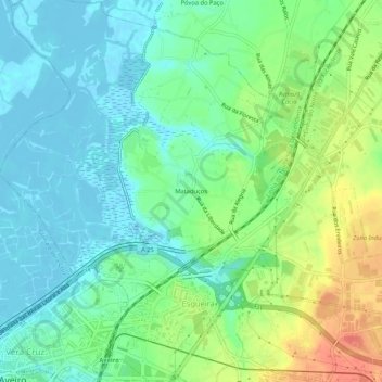 Topografische kaart Mataduços, hoogte, reliëf