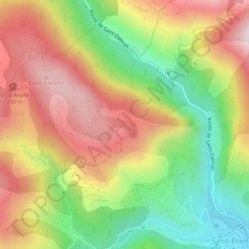 Topografische kaart Gorgia, hoogte, reliëf