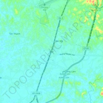 Topografische kaart Vôi, hoogte, reliëf