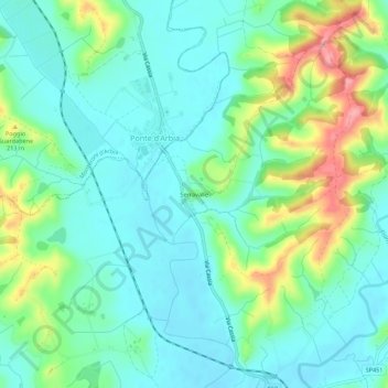 Topografische kaart Serravalle, hoogte, reliëf
