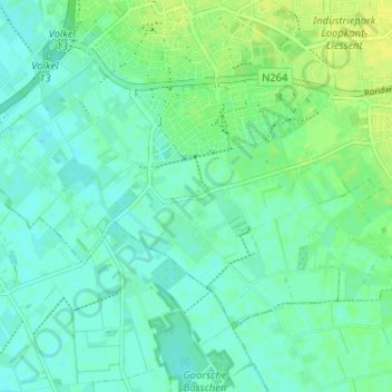 Topografische kaart Kooldert, hoogte, reliëf