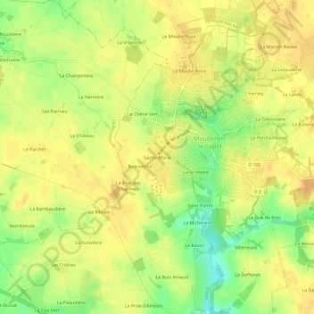 Topografische kaart Sainte-Marie, hoogte, reliëf