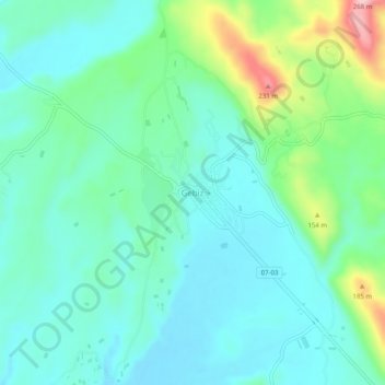 Topografische kaart Gebiz, hoogte, reliëf