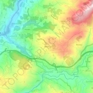 Topografische kaart Moure, hoogte, reliëf