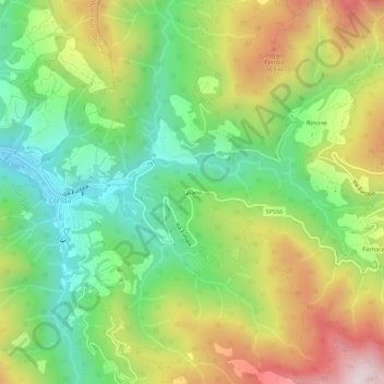 Topografische kaart Caiano, hoogte, reliëf