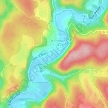 Topografische kaart Les Canabals, hoogte, reliëf