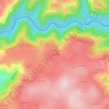Topografische kaart La Bastidette, hoogte, reliëf