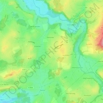 Topografische kaart Christazhofen, hoogte, reliëf