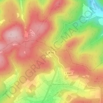 Topografische kaart Zollbuche, hoogte, reliëf