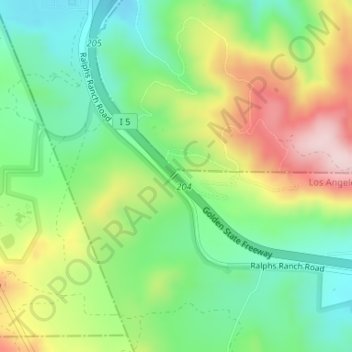 Topografische kaart Tejon Pass, hoogte, reliëf