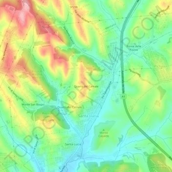 Topografische kaart Quarto del Carnale, hoogte, reliëf
