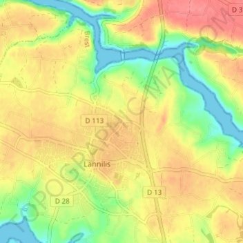 Topografische kaart Mezeozen, hoogte, reliëf
