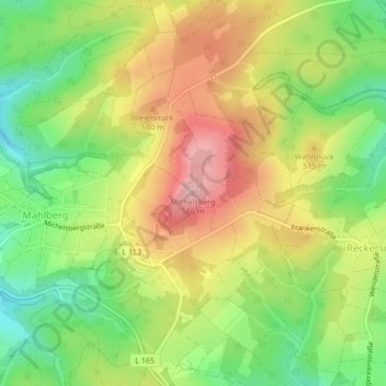 Topografische kaart Michelsberg, hoogte, reliëf