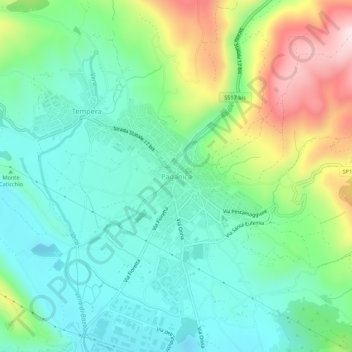 Topografische kaart Paganica, hoogte, reliëf