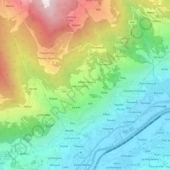 Topografische kaart Remondet, hoogte, reliëf