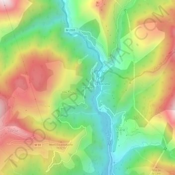 Topografische kaart Irougne, hoogte, reliëf