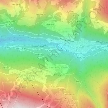 Topografische kaart Le Buisson, hoogte, reliëf