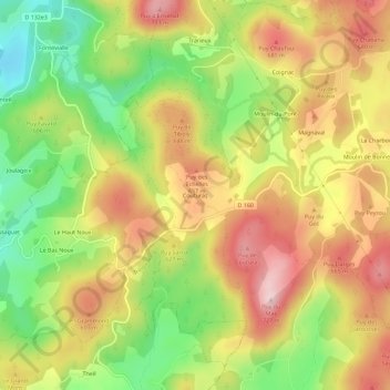 Topografische kaart Couturas, hoogte, reliëf