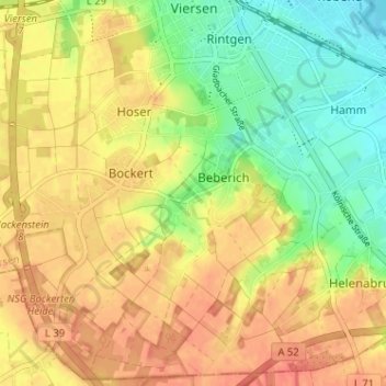 Topografische kaart Ober-Beberich, hoogte, reliëf