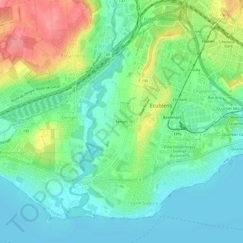 Topografische kaart Renges, hoogte, reliëf