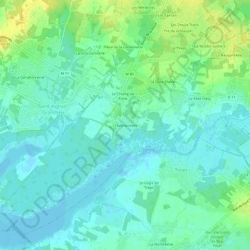 Topografische kaart L'Halbrandiere, hoogte, reliëf