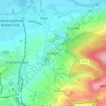 Topografische kaart Uchtdorf, hoogte, reliëf