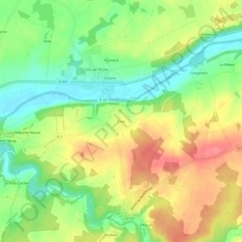 Topografische kaart Cors, hoogte, reliëf