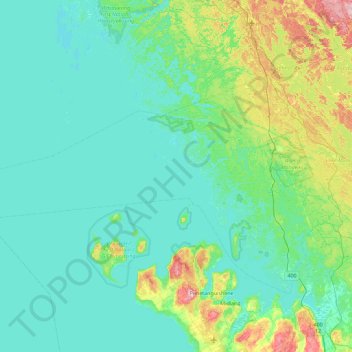 Topografische kaart Gray Island, hoogte, reliëf