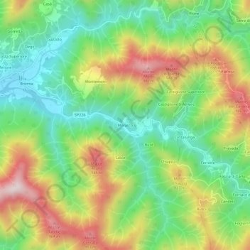 Topografische kaart Morasco, hoogte, reliëf