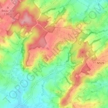 Topografische kaart Hameau des Papins, hoogte, reliëf