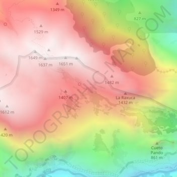 Topografische kaart Undón, hoogte, reliëf
