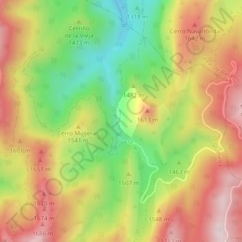 Topografische kaart Cañada de las Fuentes, hoogte, reliëf