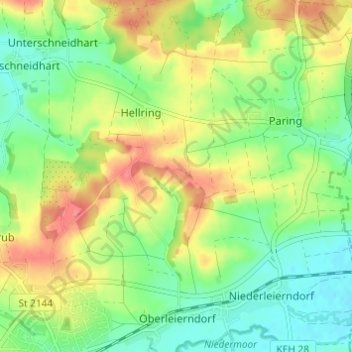 Topografische kaart Böhmhartsberg, hoogte, reliëf