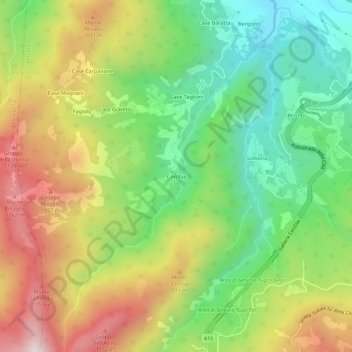 Topografische kaart Corchia, hoogte, reliëf
