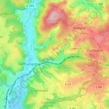 Topografische kaart Hove, hoogte, reliëf