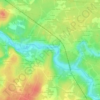 Topografische kaart Les Loges, hoogte, reliëf