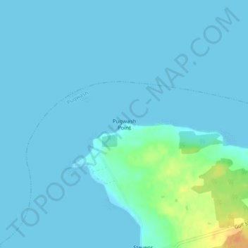 Topografische kaart Pugwash Point, hoogte, reliëf