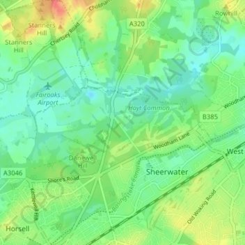 Topografische kaart Durnford Farm, hoogte, reliëf
