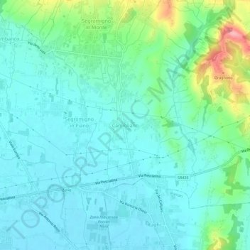 Topografische kaart Camigliano, hoogte, reliëf