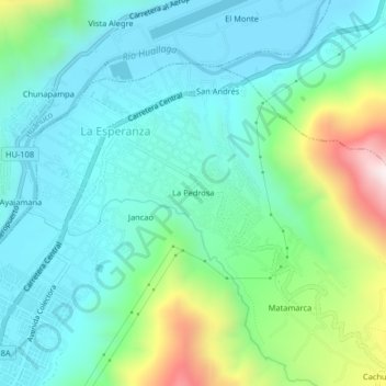 Topografische kaart La Pedrosa, hoogte, reliëf